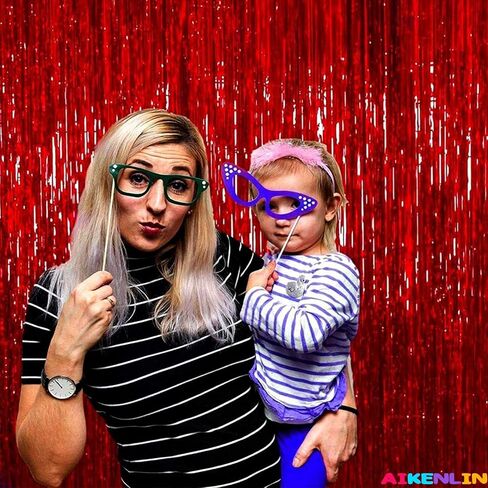 4 Pack 3.3Ft x 6.6Ft Red Foil Fringe Curtain Backdrop, Metallic Tinsel Foil Fringe Streamers Curtains Background for Photo Booth, Birthday, Wedding, Halloween, Christmas Party Decoration in Saudi Arabia