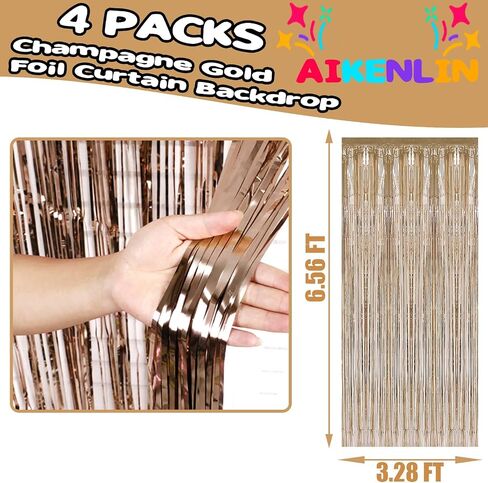 4 Pack 3.3Ft x 6.6Ft Red Foil Fringe Curtain Backdrop, Metallic Tinsel Foil Fringe Streamers Curtains Background for Photo Booth, Birthday, Wedding, Halloween, Christmas Party Decoration in Saudi Arabia