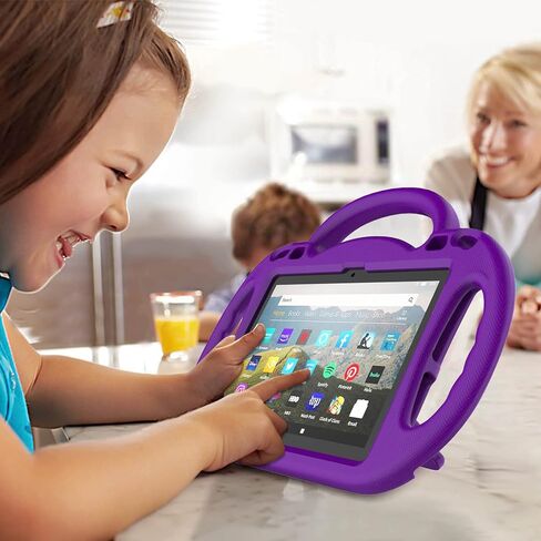 حافظة أطفال لجهاز Fire HD 8 Plus Tablet، حافظة Fire HD 8 2022/2020 مع حزام كتف، حافظة حماية متينة بمقبض مقاوم للصدمات لجهاز Amazon Kindle Fire HD 8 2022/2020، زهري in Saudi Arabia