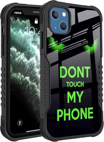 Compatible with iPhone 13, 14 Case for Men Women, Dont Touch My Phone Funny Design Heavy Duty Anti Slip Shockproof Hard PC Back Soft TPU Prevention Protective Case in Kuwait