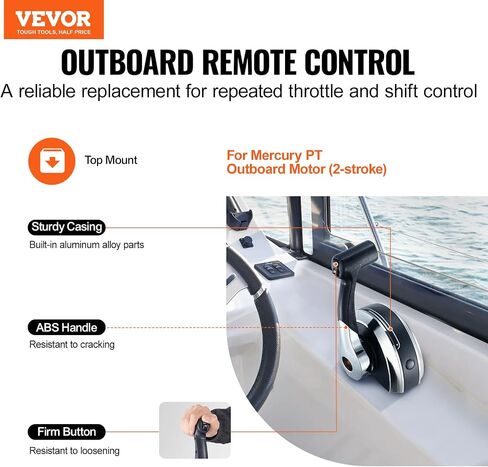 VEVOR Boat Throttle Control, 8M0059686 Top-Mounted Outboard Remote Control Box for Mercury PT 2-Stroke, Marine Throttle Control Gear Box with Power Trim Switch in Saudi Arabia