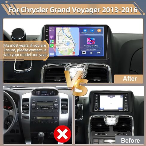 Podofo [2+64G] Car Stereo Radio for Chrysler Grand Voyager 2013-2016 with Wireless CarPlay & Android Auto 9 Inch Touch Screen Bluetooth Audio with GPS Navigation Mirror Link WiFi RDS AHD Backup Camera in Saudi Arabia