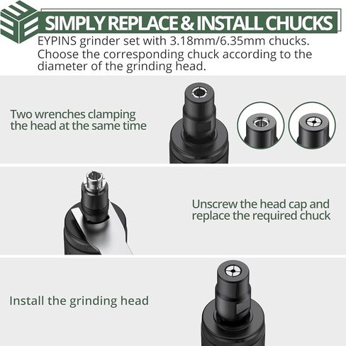مطحنة زاوية الهواء من EYPINS، مطحنة زاوية هوائية بزاوية 1/4 بوصة 90 درجة شديدة التحمل 20000 دورة في الدقيقة أداة تلميع صنفرة هوائية لطحن الكونتور والتلميع والطحن in Kuwait