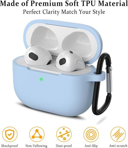 Vancle Airpod Pro 3 Case Cover, Shockproof Washable Silicone Protective Case Compatible with Airpod Pro 3 3nd Generation Women Men Supports Wireless Charging (Sky Blue, for Airpod Pro 3) in Kuwait