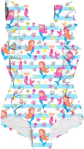 RAISEVERN Baby Girls Swimsuit Ruffles Bathing Suits Cute Beach Sport Swimming Backless Summer One Piece Swimwear 2-7 Years in Kuwait