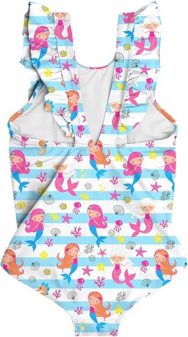 RAISEVERN Baby Girls Swimsuit Ruffles Bathing Suits Cute Beach Sport Swimming Backless Summer One Piece Swimwear 2-7 Years in Kuwait