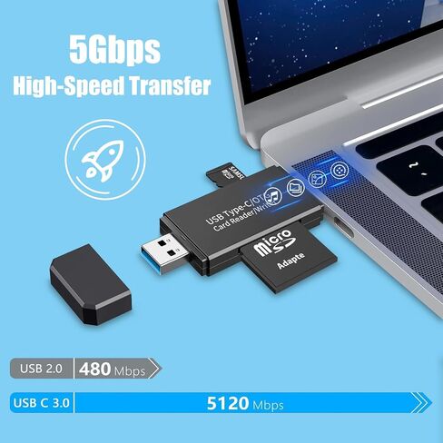 USB C to SD/Micro SD Card Reader, Type C SD Card Adapter,USB C to Micro SD/SD Card Adapter,2in1Memory Card Reader,Suitable for iPhone 15/Plus/Pro/Pro Max,MacBook Air Pro,iPad Pro/Mini/Air,Samsung etc in Kuwait