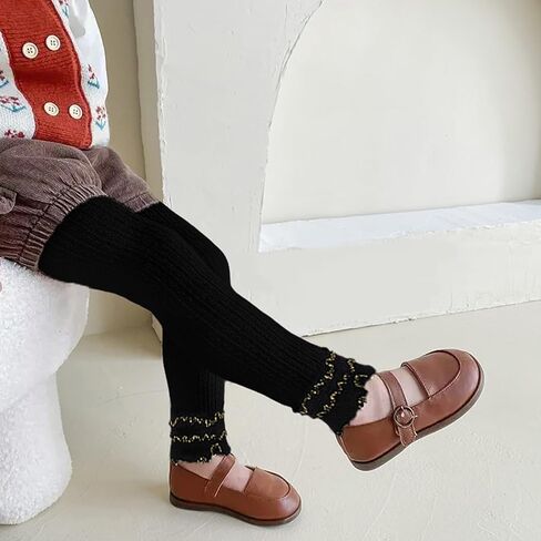 Toddler Baby Girls Winter Fleece Lined Leggings Knit Thick Warm Full Length Tights Basic Velvet Pants for 2-6 Years Kids in Kuwait