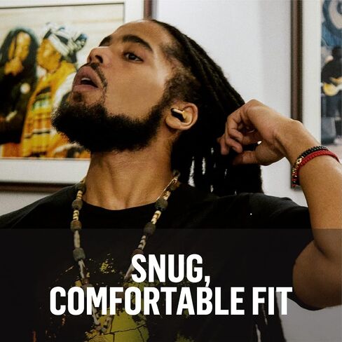 سماعات أذن لاسلكية Rebel True من House of Marley مزودة بميكروفون واتصال بلوتوث وعمر بطارية يصل إلى 8 ساعات مع شحن داخل العلبة ومواد مستدامة، باللون الأسود المميز in Saudi Arabia