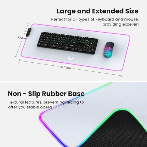 BladeHawks Extra Large RGB Gaming Mouse Pad-14 Light Modes, Extended Soft LED Mouse Pad, Anti-Slip Rubber Base, Computer Keyboard Mousepad Mat (31.5 x 12 Inch) in Saudi Arabia