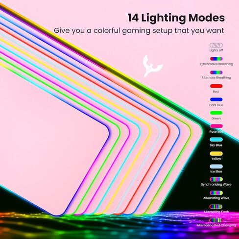 BladeHawks Extra Large RGB Gaming Mouse Pad-14 Light Modes, Extended Soft LED Mouse Pad, Anti-Slip Rubber Base, Computer Keyboard Mousepad Mat (31.5 x 12 Inch) in Saudi Arabia
