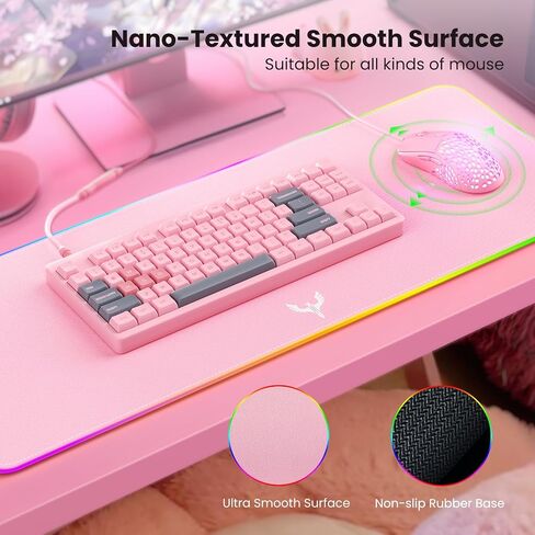 BladeHawks Extra Large RGB Gaming Mouse Pad-14 Light Modes, Extended Soft LED Mouse Pad, Anti-Slip Rubber Base, Computer Keyboard Mousepad Mat (31.5 x 12 Inch) in Saudi Arabia