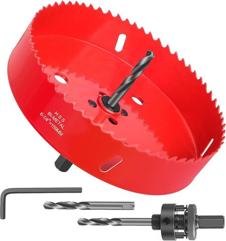 6 Inch Hole Saw - 152mm HSS Bi-Metal Hole Cutter for Different Project with Smooth and Flat Drilling Edge, Fast Chip Removal, Handy Hole Saw Kit Set for Cornhole Boards,Bean Bags Games,Recessed Lights in Kuwait