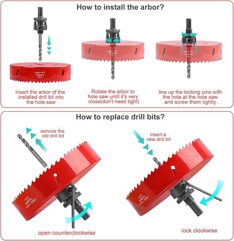 6 Inch Hole Saw - 152mm HSS Bi-Metal Hole Cutter for Different Project with Smooth and Flat Drilling Edge, Fast Chip Removal, Handy Hole Saw Kit Set for Cornhole Boards,Bean Bags Games,Recessed Lights in Kuwait