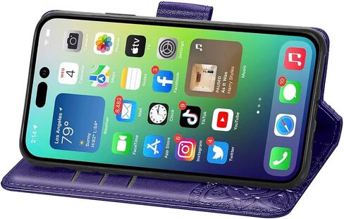 HAOTP for iPhone Xs Phone Case Wallet,Women Flip Folio Cover for iPhone X with Credit Card Holders Emboss Butterfly Flower PU Leather Purse Wrist Strap Kickstand Case for iPhone X/XS 5.8 inch Purple in Saudi Arabia