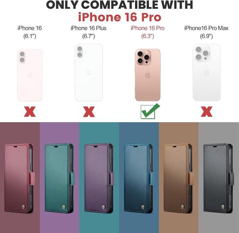 Case for iPhone 16 Pro Wallet Case with Card Holder, Kickstand RFID Blocking Magnetic Closure Shockproof Protective PU Leather Case for iPhone 16 Pro Flip Case Wallet - Green in Saudi Arabia