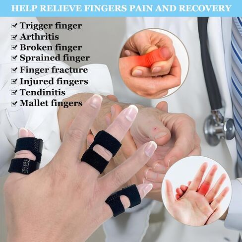 Thumb Finger Splints (2Pcs), Trigger Thumb Splint Finger Brace for Mallet Finger, Broken Finger, Straightening, Arthritis, Injury, Finger Stabilizer Support for Thumb/Middle/Ring/Index/Pinky Finger in Saudi Arabia