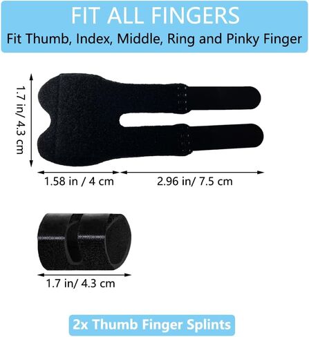 Thumb Finger Splints (2Pcs), Trigger Thumb Splint Finger Brace for Mallet Finger, Broken Finger, Straightening, Arthritis, Injury, Finger Stabilizer Support for Thumb/Middle/Ring/Index/Pinky Finger in Saudi Arabia
