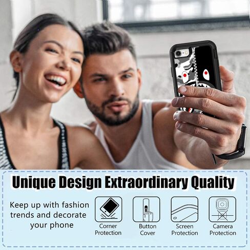 OTTARTAKS Compatible for iPhone SE 2022/2020/3rd/2nd//8/7/6s/6 Case with Screen Protector Street Fashion Heavy Duty Camo Phone Case for Boys Men, Shockproof 3-Layer Protective Case, Black Grey Shark in Kuwait