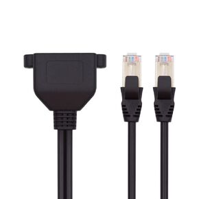 xiwai Dual Ports UTP Cat6 Male to Female LAN Ethernet Network Extension Cable 8P8C FTP STP with Panel Mount Holes