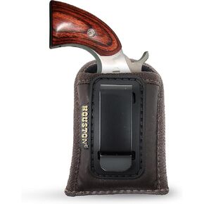 Houston Gun Holsters IWB Mini Revolvers Holster by - ECO LEATHER North American Arms Concealed Carry Soft Material | Suede Interior for Protection Fits: Short NAA-22S (Ambidextrous), Brown