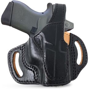 OWB Thumb Break Leather Gun Holster. Fits for Glock 19, 19X, 23, 43, Glock 43X Leather Holster Taurus Slim, Ruger Max 9 mm. Leather Holsters for Pistols by Tagua Gun Leather.