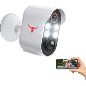 1080p Wireless Security Camera with AI Human Detection, Night Vision, 2-Way Talk, Cloud Storage, Rechargeable Battery Included, Battery Camera for Home Security, 2.4G WiFi