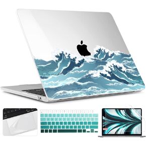 TWOLSKOO for M3 MacBook Air 13.6 inch Case 2022 2023 2024 A2681 M2 A3113 with Touch ID, Plastic Hard Shell Cover with Screen Protector & Keyboard Cover & Trackpad Film, Abstract Flower in Kuwait
