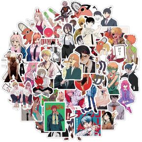 50 Pcak Chainsaw Man Stickers Vinyl Waterproof Stickers for Laptop,Bumper,Water Bottles,Computer,Phone,Hard hat,Car Stickers and Decals,Adults Kids (Red)