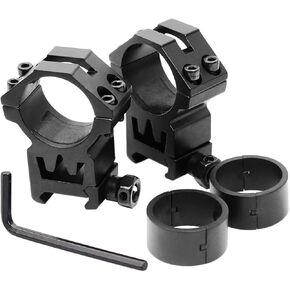 West Lake High Profile Scope Rings (set of 2) with See-Thru Design for Picatinny Weaver Rails, Fits 30mm or 1 inch Optics Tube Diameter (Adapter Inserts Included)