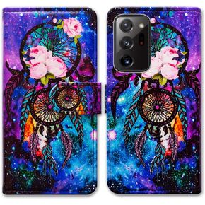 Bcov Case for Samsung Galaxy Note 20 Ultra 5G, Purple Flower Sugar Skull Leather Flip Phone Case Wallet Cover with Card Slot Holder Kickstand for Samsung Galaxy Note 20 Ultra