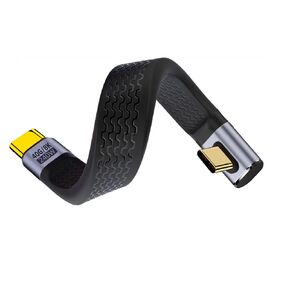 NFHK Low Profile Angled 240W Type-C USB-C Male to Male USB4 40Gbps 100W 8K Flat Slim FPC Data Cable for Laptop Phone 13cm