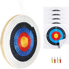 Traditional Solid Straw Round 3 Laryes Hand-Made Archery Target Face for Recurve Bow Longbow Shooting Practice with 5 Paper Target Face