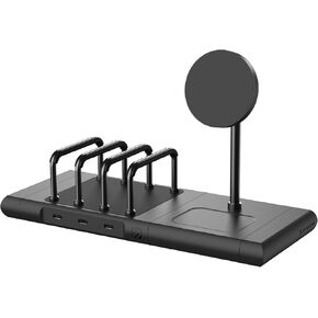 Scosche BaseLynx™ 2.0 Modular Charging System with Qi2 15W Wireless Charger Stand, 5W Charging Pad for AirPods Pro and 60W USB-C Multi Device Vertical Phone Charging Station Compatible w/Apple iPhone