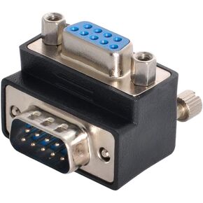 xiwai DB9P 90 Degree Down Angled Gender Changer D-Sub 9Pin RS232 Male to Female Connector Serial Port Extension Adapter