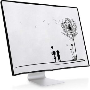 غطاء شاشة كمبيوتر kwmobile متوافق مع Apple iMac 21.5 بوصة - Dandelion Love أسود/أبيض in Kuwait