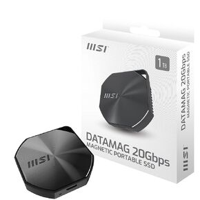 MSI DATAMAG 20Gbps 1TB Portable SSD, 1TB External Solid State Drive, Speeds Up to 1600MB/s, USB-C, Reliable Storage for Gaming, Students, Professionals, Black