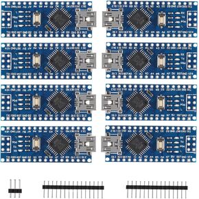 8Pcs for Nano V3.0 ATmega328P Nano Board CH340 5V 16M Micro Microcontroller Board with PIN Headers Pin Unsoldered Compatible with Electronics Development Board Nano 328P Nano 3.0