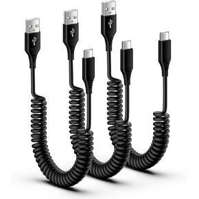 سلك شاحن سيارة iPhone 16 Pro Max Type A إلى USB C لهاتف iPhone 16 Pro/16/15/15 Plus، كابل USB C ملفوف لهاتف Android بطول 3FT شحن سريع لهاتف Samsung Galaxy A16 5G، A15، A54، A55، A35، S24 Ultra، S23، S22، S21 in Kuwait