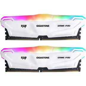 【RGB DDR4 RAM】 GIGSASTONE Game PRO 32GB Kit (2x16GB) DDR4-3200MHz PC4-25600 CL16-20-20-40 Intel XMP 2.0 AMD Ryzen 1.35V UDIMM 288 Pin Unbuffered Non ECC High Performance Gaming Desktop Memory - White