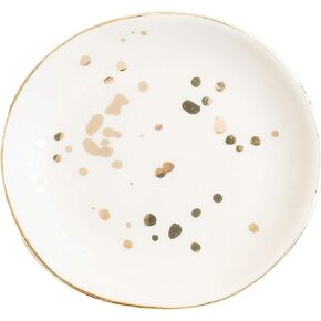 Sweet Water Decor Mrs. Jewelry Dish Tray | Great for Her Engagement Engaged Ring Dish Holder Bride Ring Holder Gold Ceramic Trinket Tray Wedding Accessories