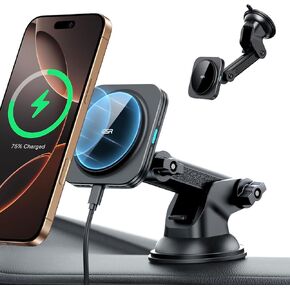 ESR Dashboard Magnetic Wireless Car Charger for Tesla, Compatible with MagSafe Car Mount Charger, for iPhone 15/14/13/12, Tesla Touchscreen Car Phone Holder Mount, Strong Magnets, Fast Charging, Black