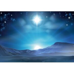 5.9X 3.6ft Nativity Scene Backdrop Christmas Star of Bethlehem Over Desert Birth of Jesus Background Christmas Nativity Decorations Religious Belief Bible Story Photo Studio Props