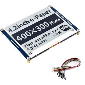 4.2inch E-Ink Display Module for Raspberry Pi 5/4B/3B/Zero/Zero W/Zero 2W/Pico/Pico W/Pico WH 400x300 Resolution Black White Two Color SPI Interface Support Partial Refresh