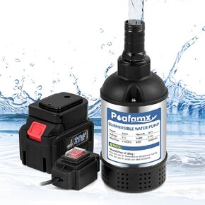 Poafamx 21V Cordless Submersible Water Pump, 1100GPH 4.0Ah Battery Powered Sump Pump, Stainless Steel Electric Water Transfer Pump, Portable Drain Pump for Pool, Pond, Hot Tub, Rain Barrel, Garden