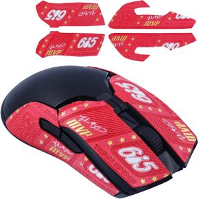 Hyekit Mouse Grip Tape for Razer Viper/Viper Ultimate Anti-Slip Grip Tape for Mouse - Sweat Resistant - Easy to Use Self-Adhesive Design - Pre-Cut - Professional Mice Upgrade Kit (Red MVP)