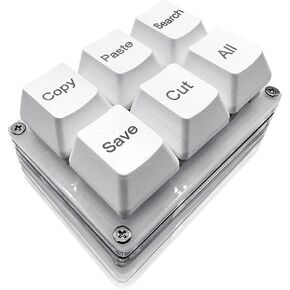 Copy Paste Search Save Cut All 6-Key Keyboard One Handed OSU Keypad Programmable Mechanical Shortcut Macro Keyboard for Working and Gaming (White)