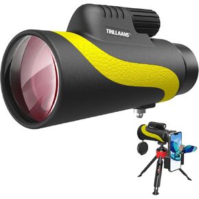 Monocular Telescope, Monoculars for Adults High Powered with BAK-4 Prism,FMC Lens, 8° Wide Angle,16x56 HD Monocular Scope for Stargazing,Bird Watching with Phone Holder & Tripod(Yellow)