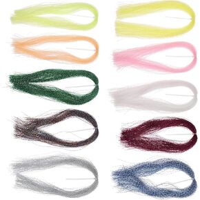 ECSiNG 10 Packs Crystal Flash Fly Tying Materials Fishing Flies Making Materials Spiral Jig Tieing Kit for Outdoor Fishing DIY Accessory 10 Colors