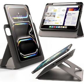 INFILAND for iPad Pro 11 Inch Case M4(2024, 5th Generation), Removable Magnetic Cover, Vertical/Horizontal Adjustable Stand, Enhanced Viewing, Multiple Angles, Slate